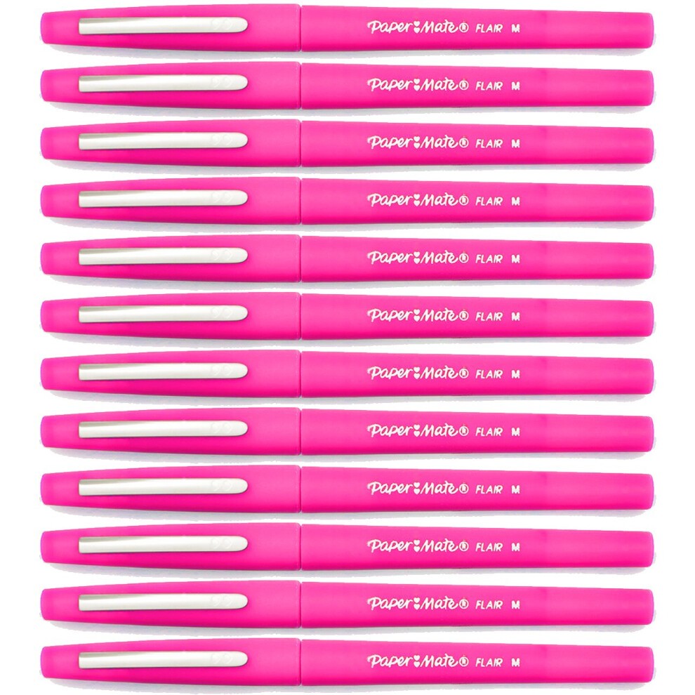 Paper Mate Flair Felt Tip Pens  Medium Point 1.0mm (12-Pack  Pink)