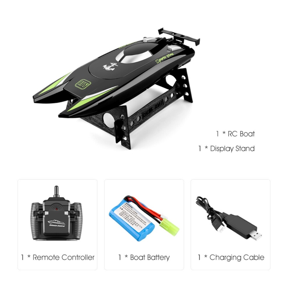 (SCHWARZ) 2,4 G Radio Rc Boot 30 Km/h Rennboot Hochgeschwindigkeits-Schnellboot 20 Min. Batterie 2 Ch