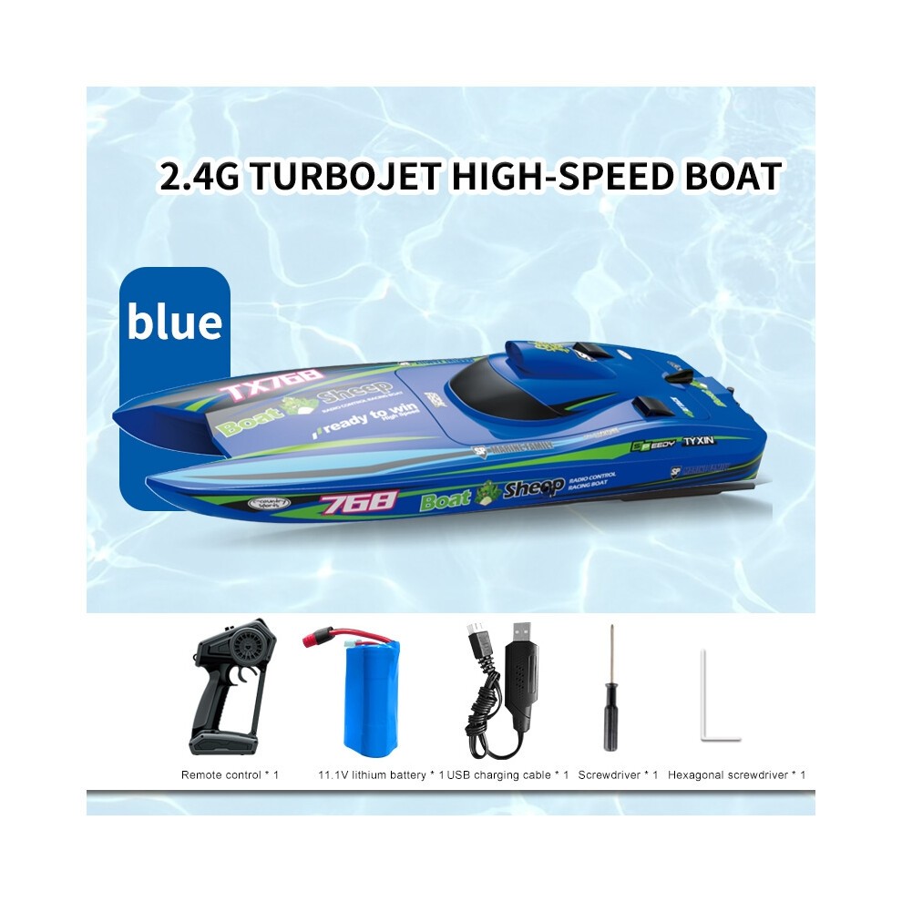 (Blau) TX768 RC-Boot 2,4 G BÃ¼rstenloses Hochgeschwindigkeits-Fernbedienungsschiff 30 Km/h Professionelles