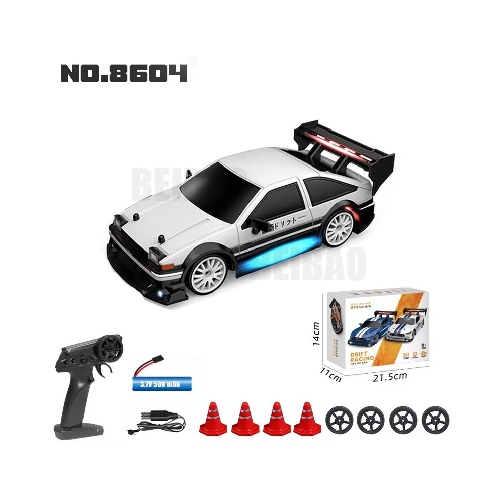 (8604 WeiÃ) RC Drift Racing AE86 1/24 4WD 30 Km/h Hochgeschwindigkeitslicht 2,4 G Ferngesteuertes Automodell