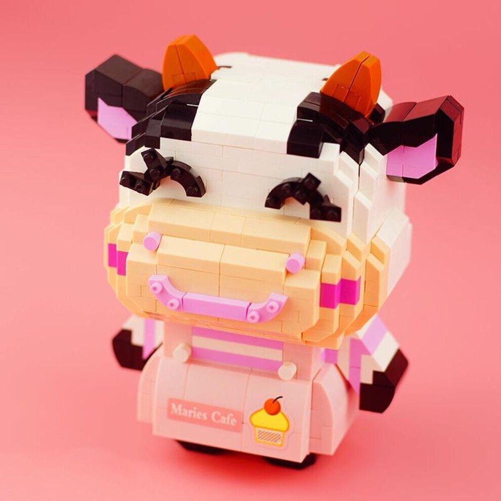 (wie Das Bild) Loz 9253 Tierwelt Kuh MÃ¤dchen Milchvieh LÃ¤cheln Haustier Puppe Modell Diy Mini Diamant thumbnail