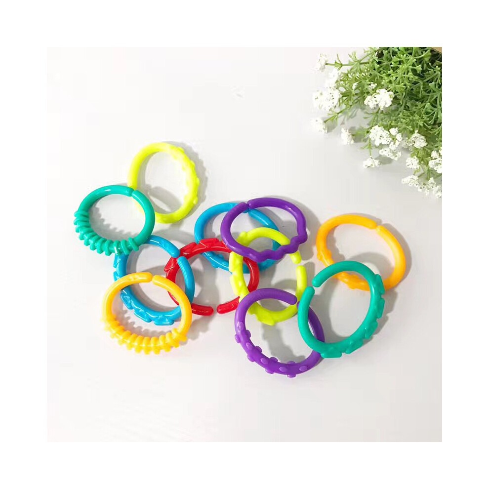 (a)24 StÃ¼cke Baby Kinderwagen Regenbogen Schleife Haken Silikon Lebensmittel Grade Dental Gummi Ring thumbnail