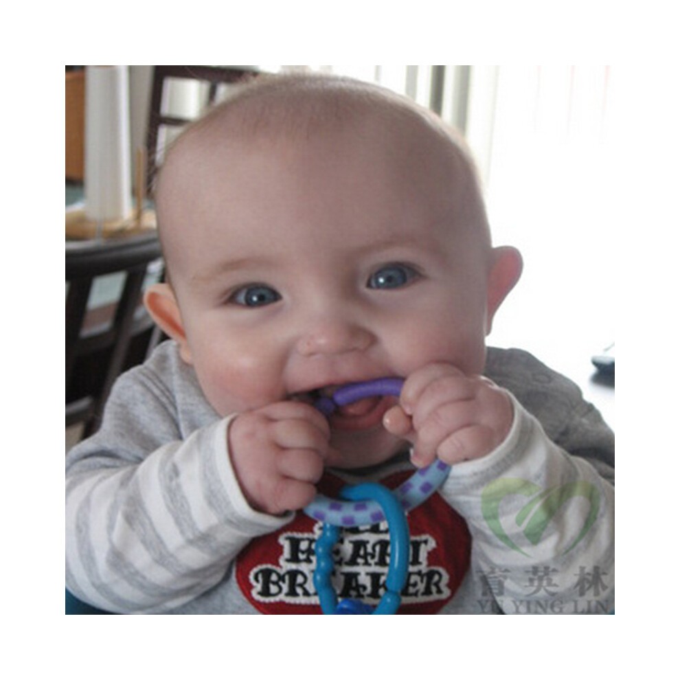 (a)24 StÃ¼cke Baby Kinderwagen Regenbogen Schleife Haken Silikon Lebensmittel Grade Dental Gummi Ring thumbnail