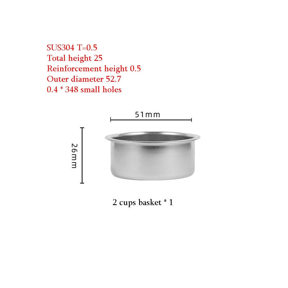 (Korb FÃ¼r 2 Tassen) 51 Mm Bodenloser SiebtrÃ¤ger FÃ¼r Delonghi 9155/9255/9355/9335/9665, Edelstahl, Nackt