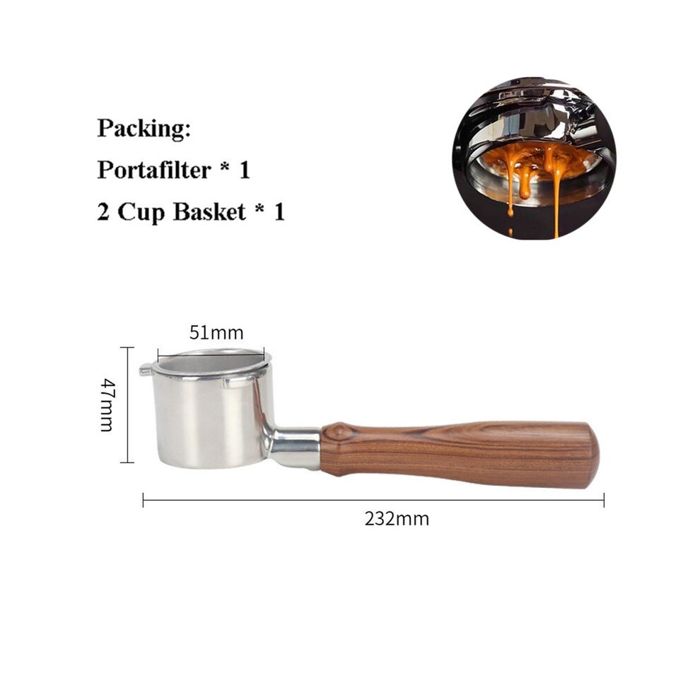 (E Rotes Holz)51 Mm Bodenloser SiebtrÃ¤ger FÃ¼r Delonghi 9155/9255/9355/9335/9665 Edelstahl Nackt