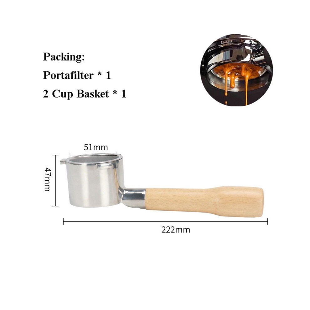 (C1 Buchenholz) 51 Mm Bodenloser SiebtrÃ¤ger FÃ¼r Delonghi 9155/9255/9355/9335/9665 Edelstahl Nackt
