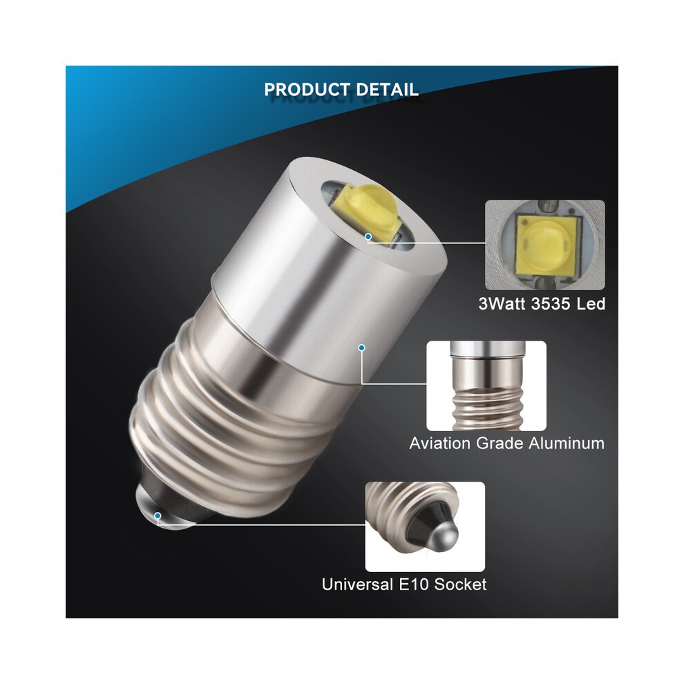 (3V-12V DC)2PCS E10 Unpolar AC/DC 6V 6,3V Bis 24V 3535 LED 3W Birne Arcade Autos Taschenlampe Scheinwerfer thumbnail