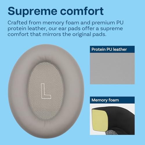 Ear Pads Replacement for Bose QuietComfort Ultra Wireless Noise Cancelling Headphones by MMOBIEL - Memory Foam and Protein PU Ear Pad Cushions - Isola thumbnail