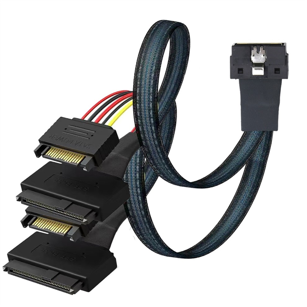 PCI-E Slimline SAS SFF-8654 8i to Dual SFF-8639 U.2 NVME SSD Cable 1M thumbnail