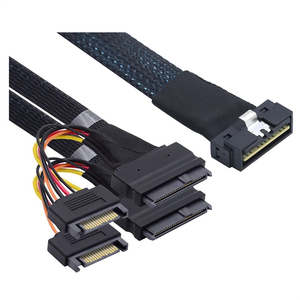 Slimline SAS SFF-8654 8i to Dual SFF-8639 U.2 NVME SSD Cable 0.5M