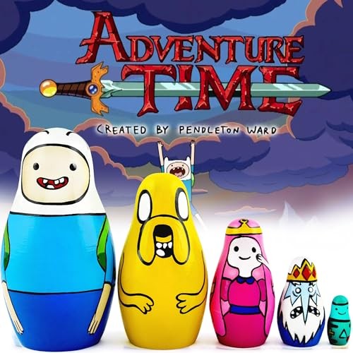 AEVVV Adventure Time Heroes Figures - Wood Nesting Dolls Set 5 Pcs - Wooden Russian Matryoshka 3.5 thumbnail