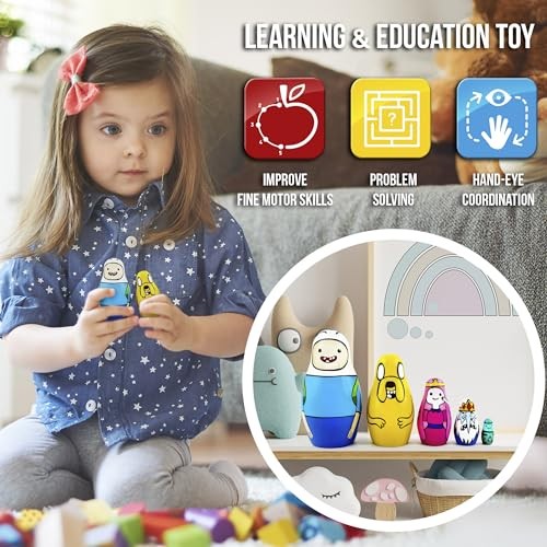 AEVVV Adventure Time Heroes Figures - Wood Nesting Dolls Set 5 Pcs - Wooden Russian Matryoshka 3.5 thumbnail