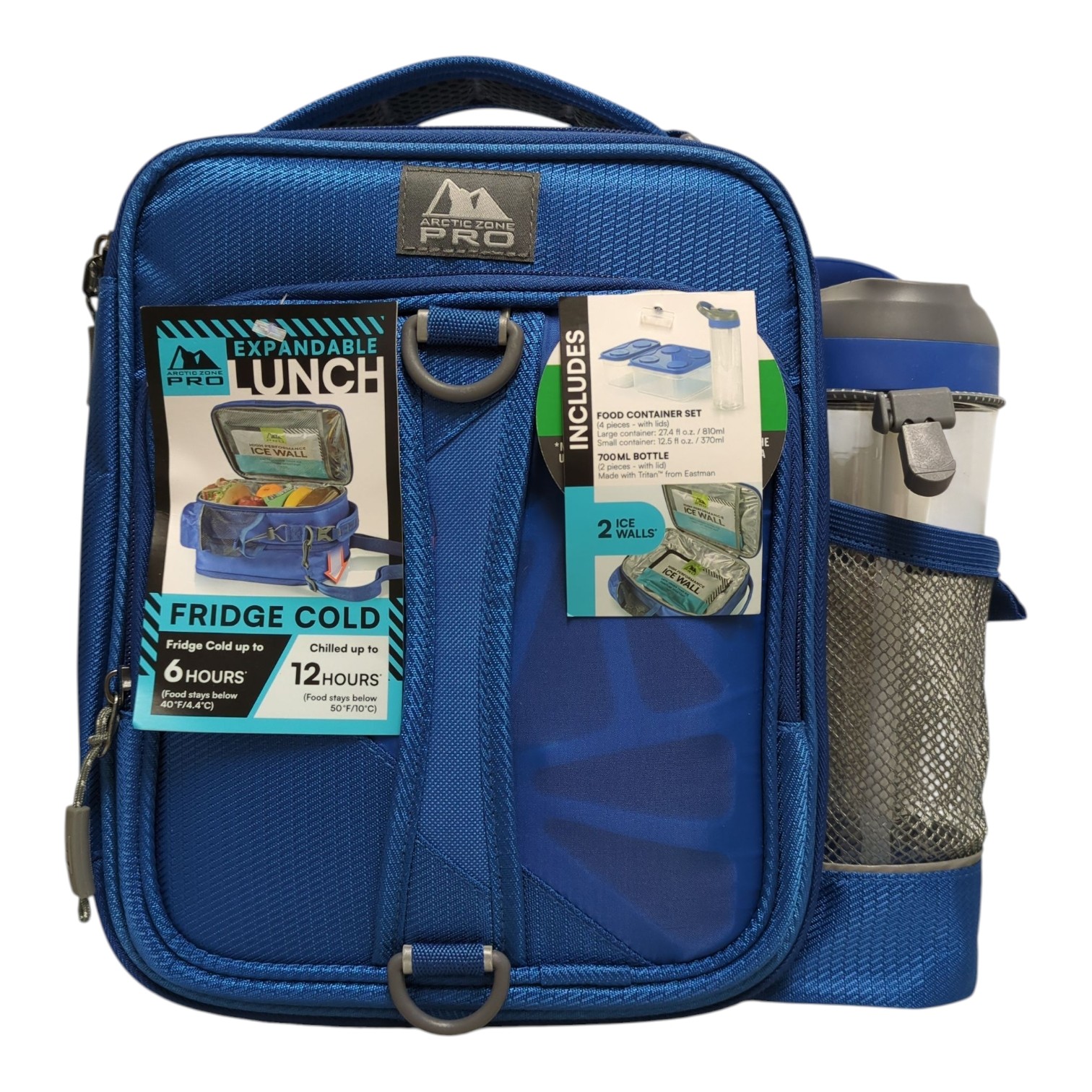 arctic zone pro expandable lunch bag, includes food containers/bottle