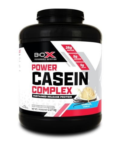 BioX Power Casein Complex | Ultra Sustained Slow Release Micellar Protein Complex | 26g Protein, 5g Glutamine, 5g BCAAs | Slow Digesting Whey Protein 