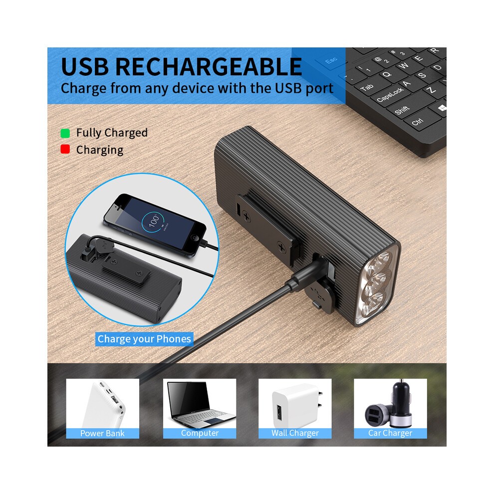(1200mAh-3535) NP13 Fahrradlicht USB Wiederaufladbares LED-Fahrradlicht 450-800LM Scheinwerfer Mit RÃ¼cklicht MTB-Taschenlampe thumbnail