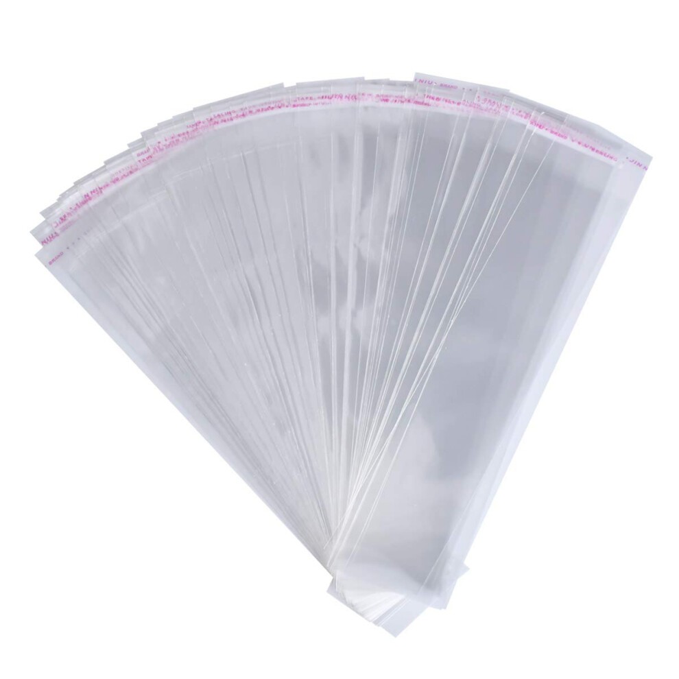 Pretzel Bag 200 PCS Clear Pretzel Rod Bags 2 X 10.8 Inch Self Adhesive Bag Clear Flat Treat Bags for Donut Bars Candy (White Dot Bag)