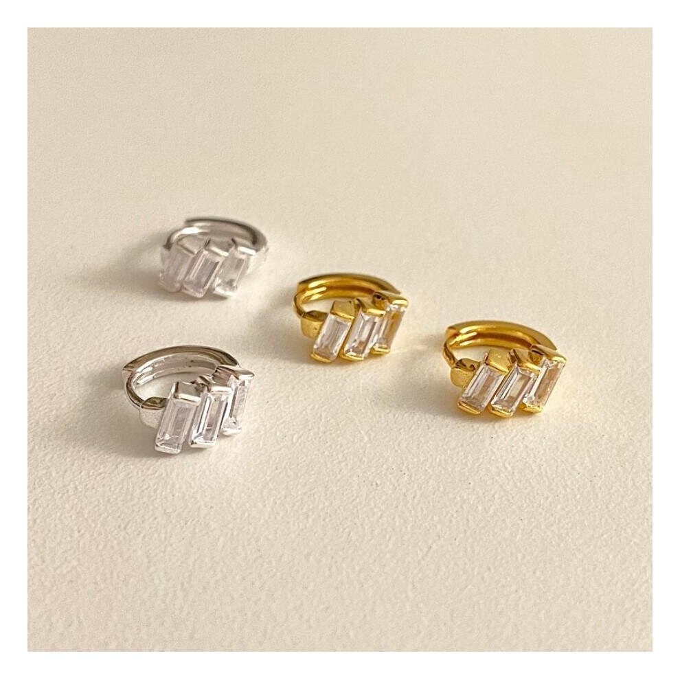 Kleiner 18K 9253-Zirkon 4A+ SquarePiercing Hoop Huggie C-C951