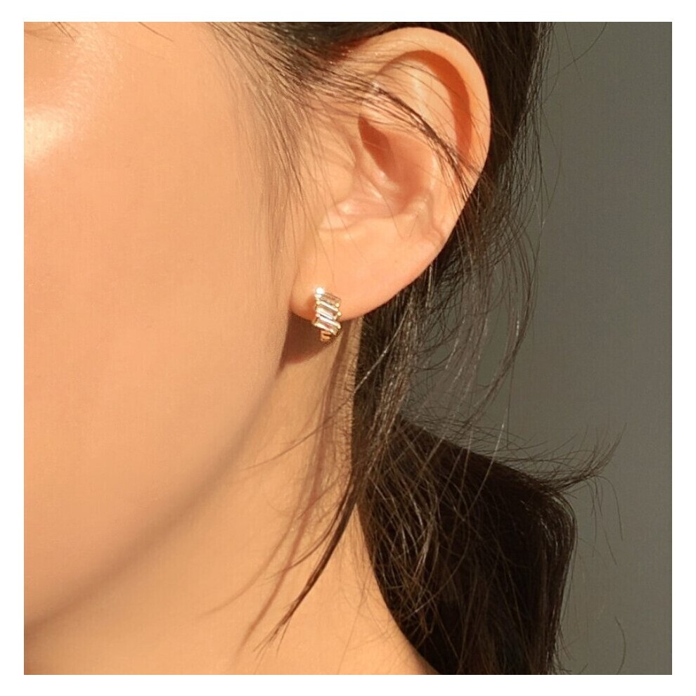 Kleiner 18K 9253-Zirkon 4A+ SquarePiercing Hoop Huggie C-C951 thumbnail