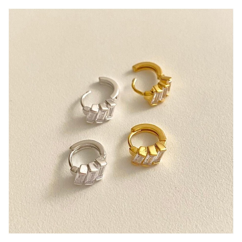 Kleiner 18K 9253-Zirkon 4A+ SquarePiercing Hoop Huggie C-C951 thumbnail