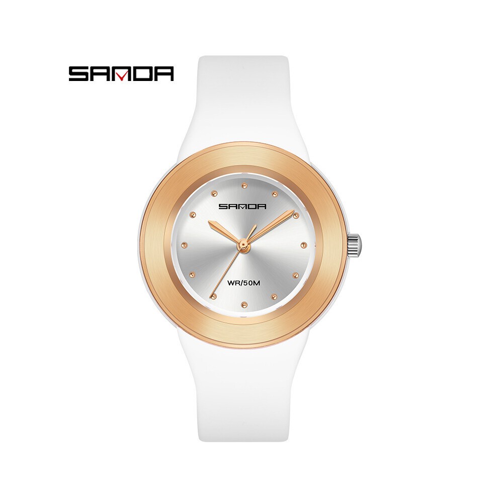 (WeiÃ Rose Golden)SANDA 3119 Quarzuhr Freizeit Kreative Kristall Sport Im Freien Wasserdichte Zeiger