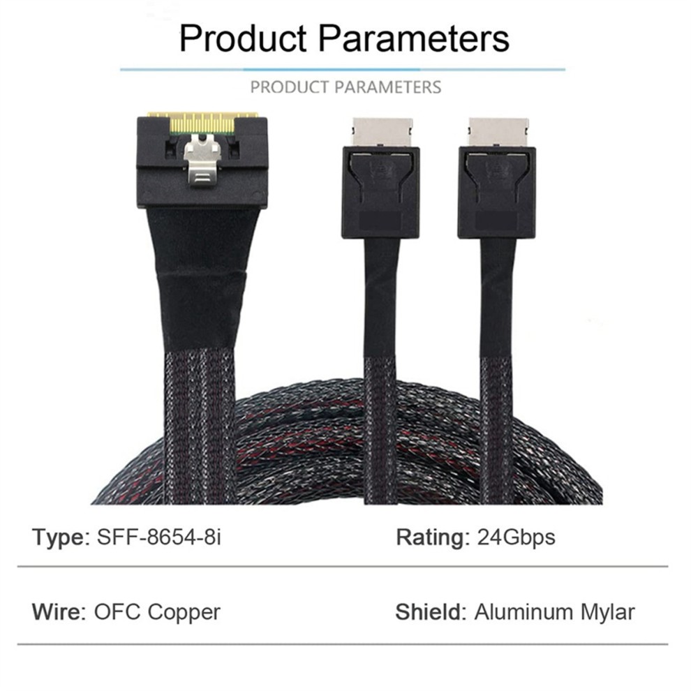 Slim Sas SFF-8654 8i to Oculink SFF-8611 4i X2 High-speed Cable thumbnail