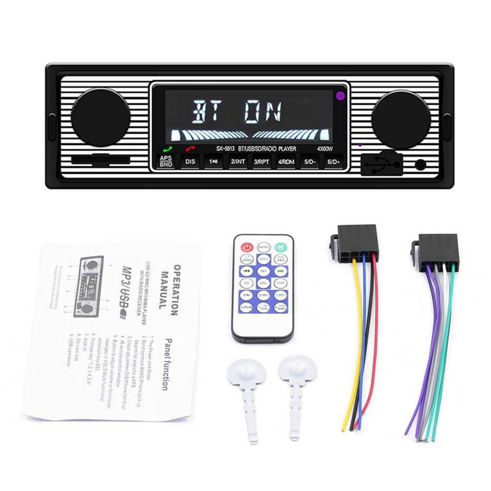 1 DIN Retro Car Stereo Audio Automotive Bluetooth Type:ISO-5513