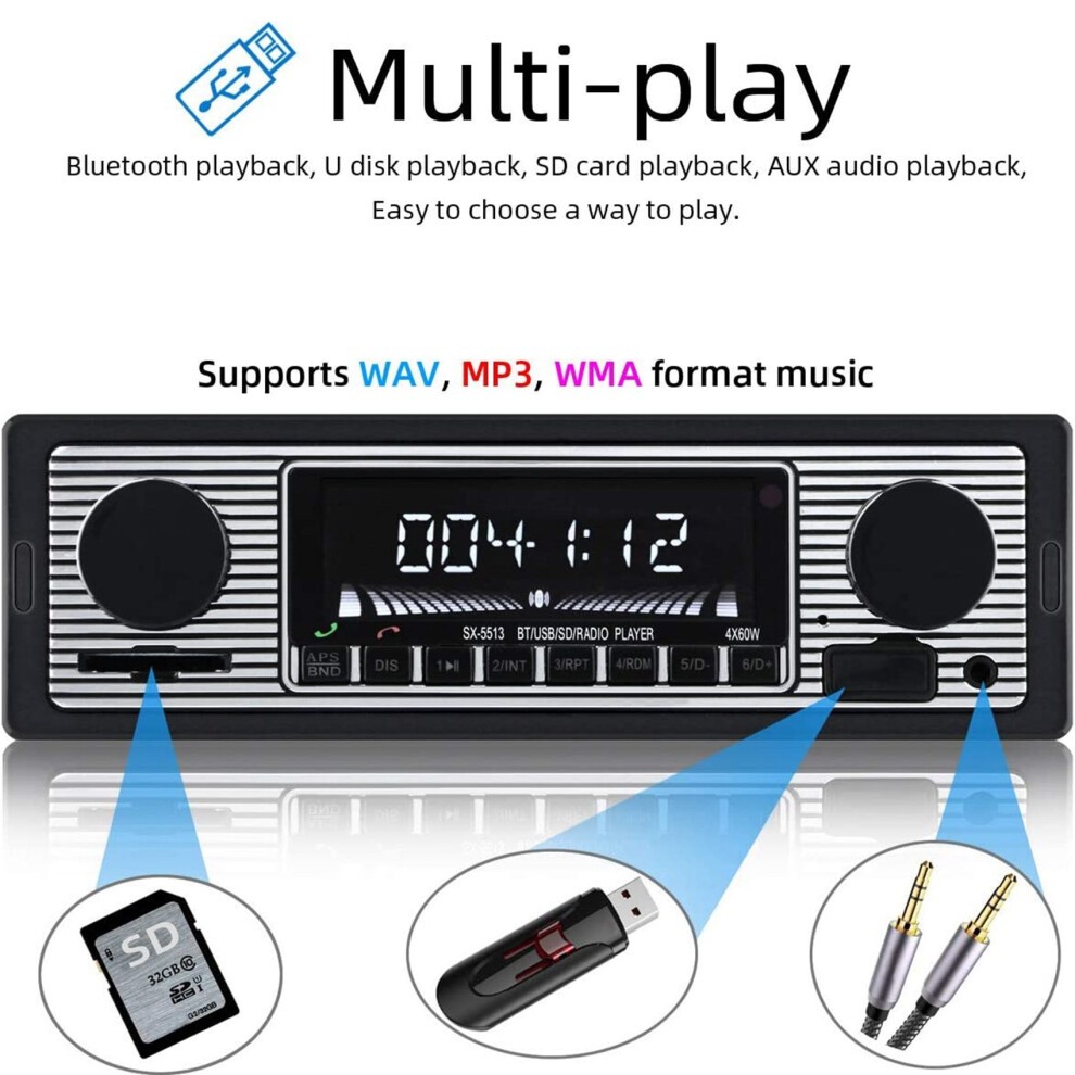 1 DIN Retro Car Stereo Audio Automotive Bluetooth Type:ISO-5513 thumbnail