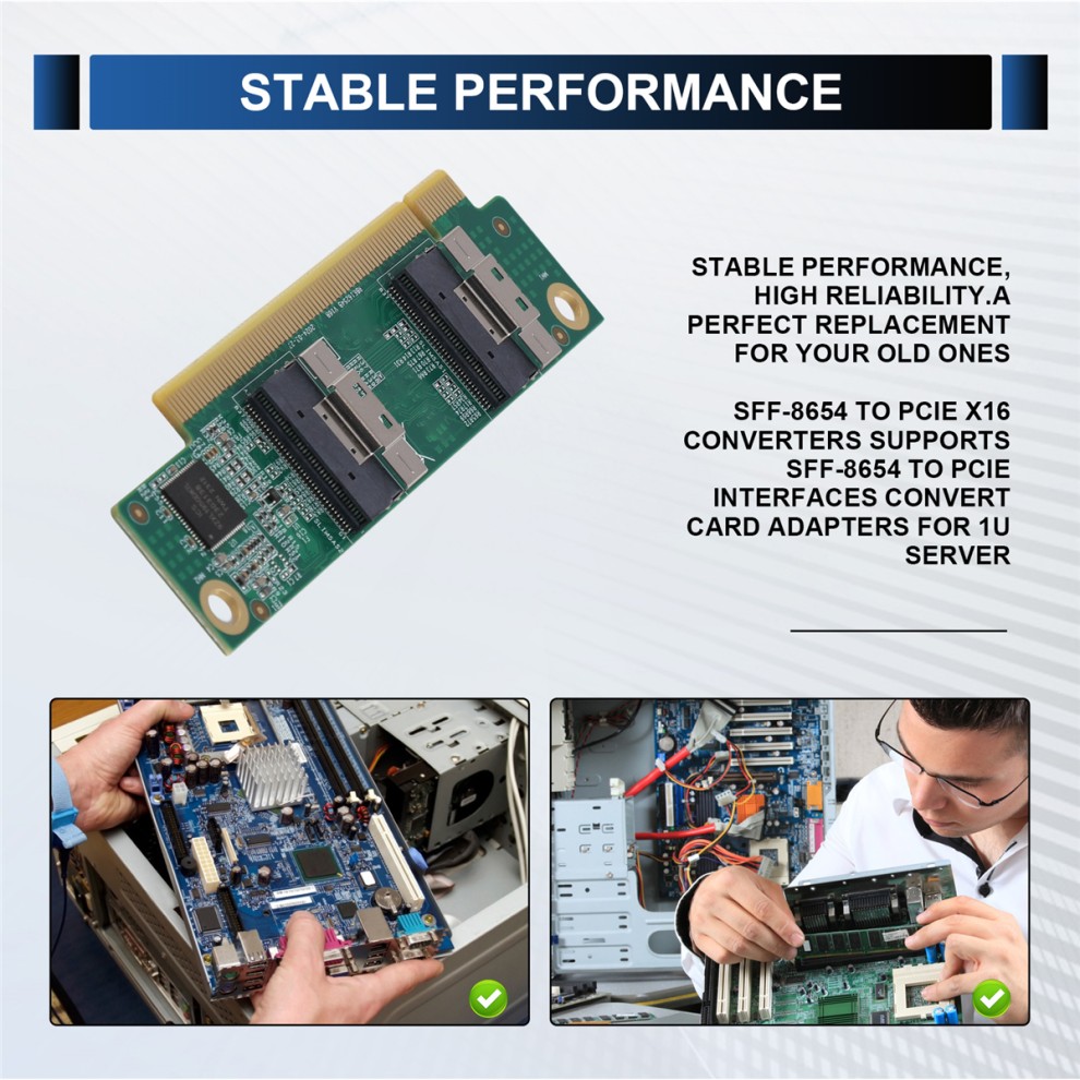 SFF-8654 to PCIe X16 Converters Supports SFF-8654 to PCIe Interfaces thumbnail