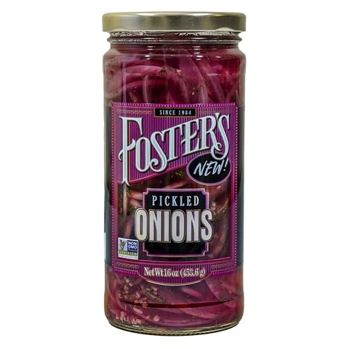 Foster's Pickled Red Onions in a Jar, 16oz, 1 Pack, Traditional Vegetables Recipe for Over 40 Years, Low Calorie Snack Chopped Onion, Gluten Free, Fat