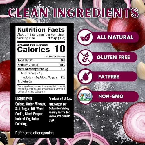 Foster's Pickled Red Onions in a Jar, 16oz, 1 Pack, Traditional Vegetables Recipe for Over 40 Years, Low Calorie Snack Chopped Onion, Gluten Free, Fat thumbnail