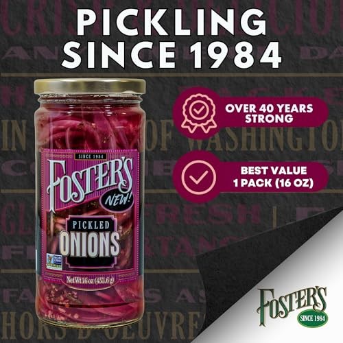 Foster's Pickled Red Onions in a Jar, 16oz, 1 Pack, Traditional Vegetables Recipe for Over 40 Years, Low Calorie Snack Chopped Onion, Gluten Free, Fat thumbnail