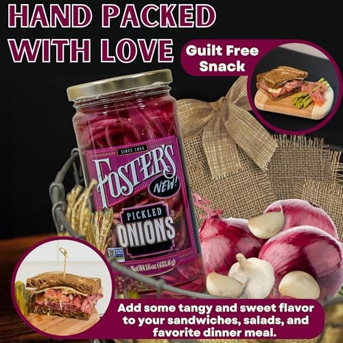 Foster's Pickled Red Onions in a Jar, 16oz, 1 Pack, Traditional Vegetables Recipe for Over 40 Years, Low Calorie Snack Chopped Onion, Gluten Free, Fat thumbnail