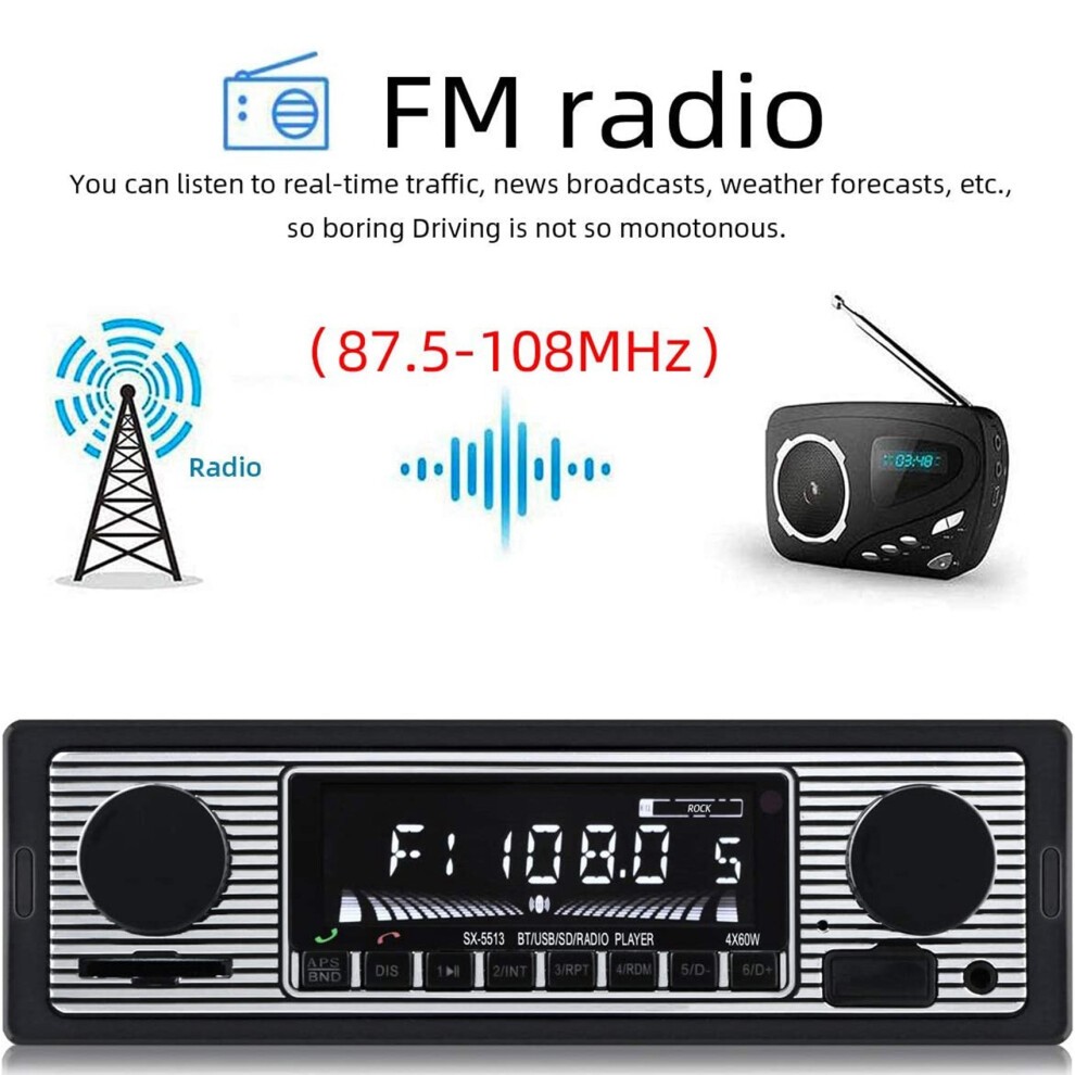 1 DIN Retro Car Stereo Audio Automotive Bluetooth Type:ISO-5513 thumbnail