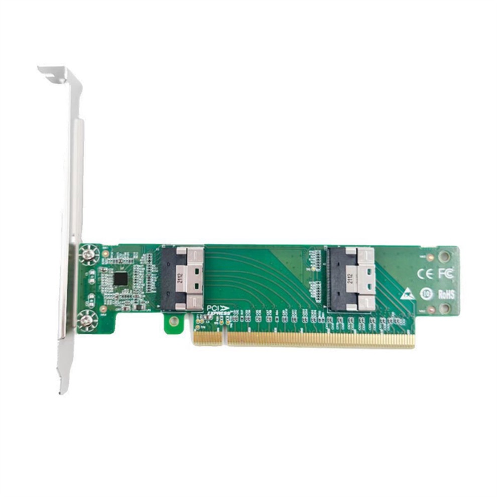 LLhappy-Adapter Card PCI Express X16 to 2-Port SlimSAS SFF-8654 8I Multi-Function Portable