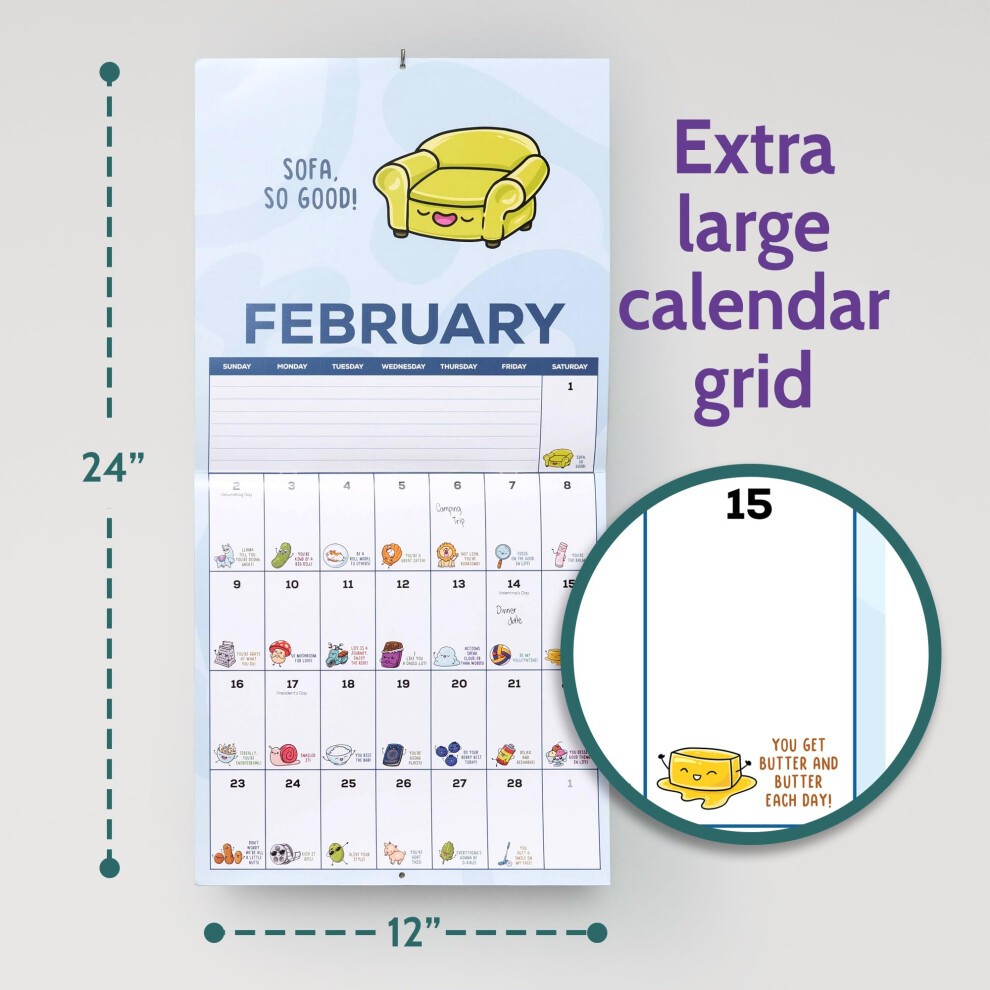T MARIE Punny Wall Calendar - Monthly 12  X 12  Motivational Calendar with 365 Days of Cartoons and Encouraging Puns - Extra Large Grid for Appointmen thumbnail