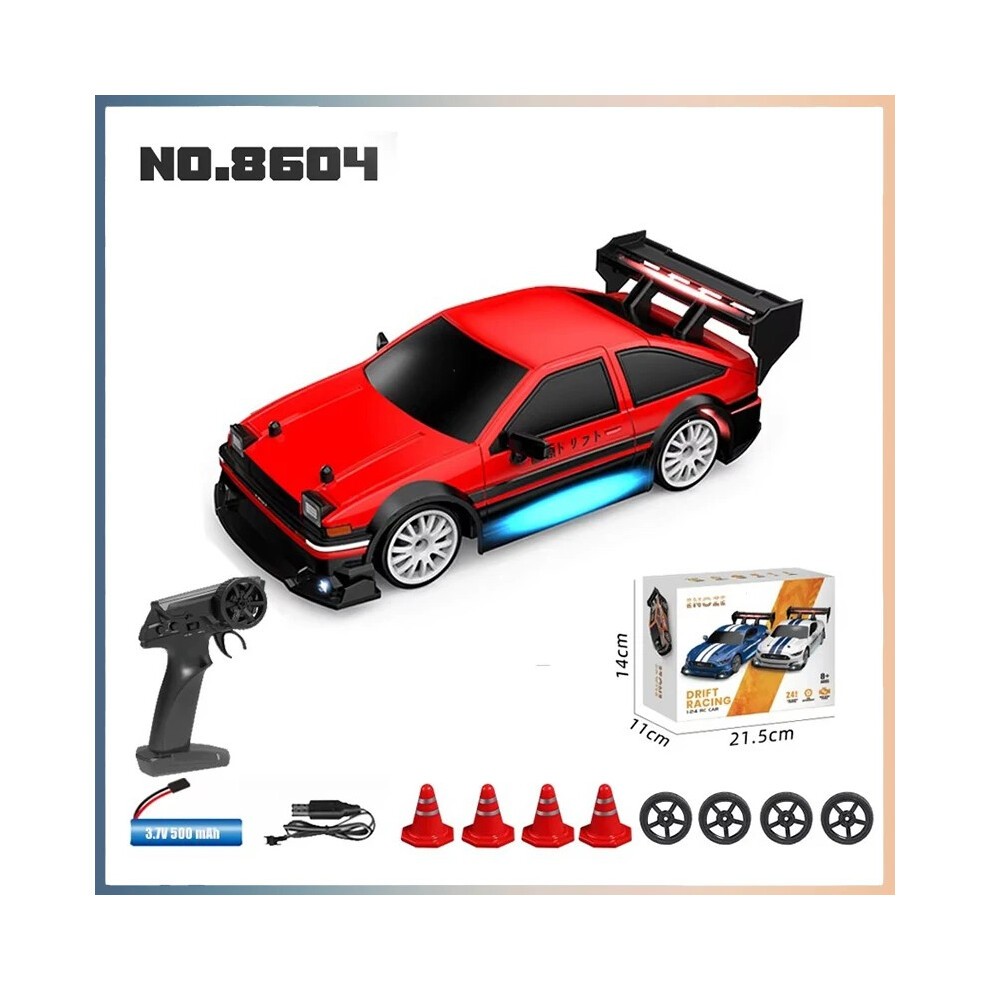 (8604 Rood) AE86 RC Drift Racewagen 1/24 4WD 30 Km/u Hoge Snelheid Met Licht 2.4G Afstandsbedieningsvoertuig