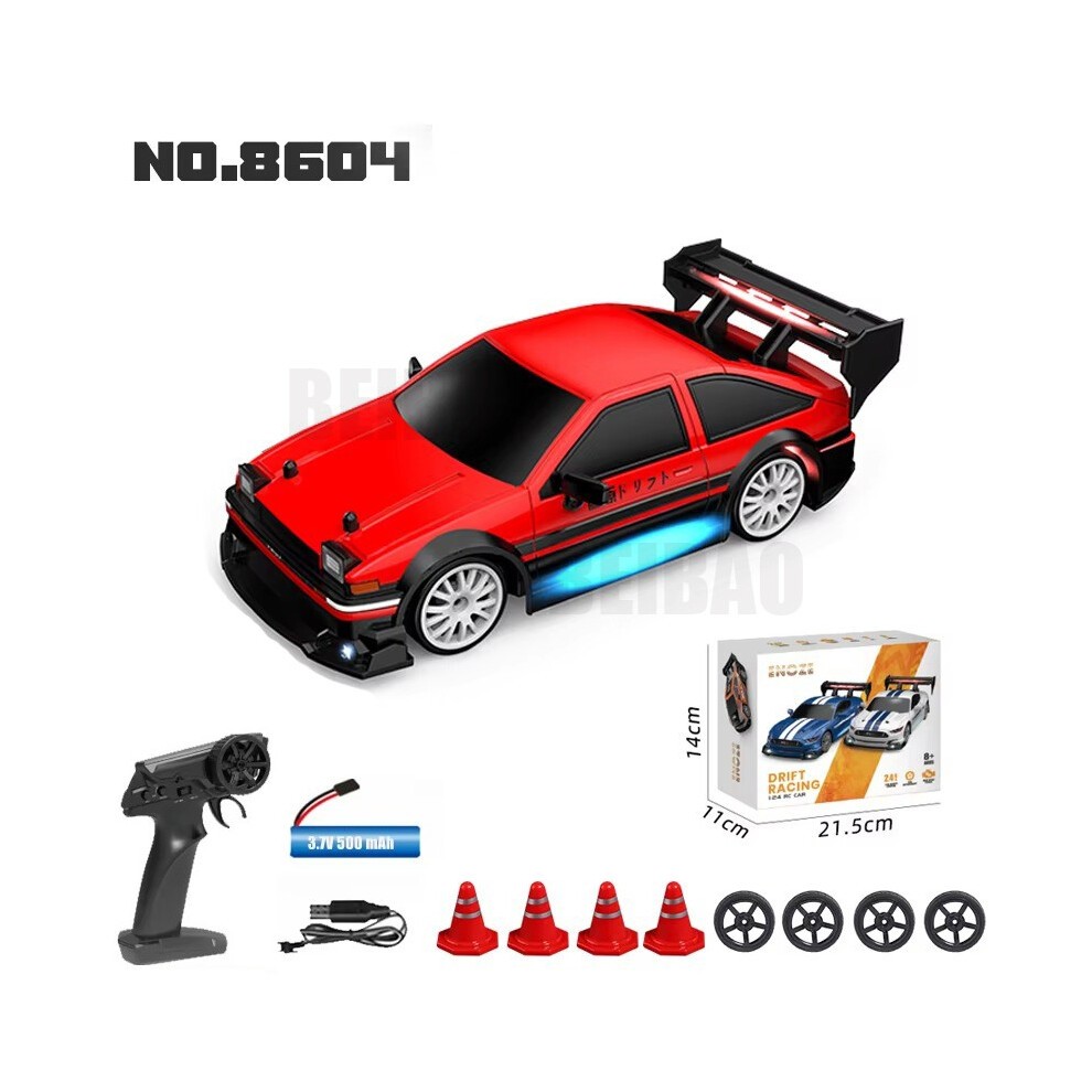 (8604 Rood) RC Drift Racing AE86 1/24 4WD 30 Km/u Hoge Snelheid Licht 2.4G Afstandsbediening Automodel