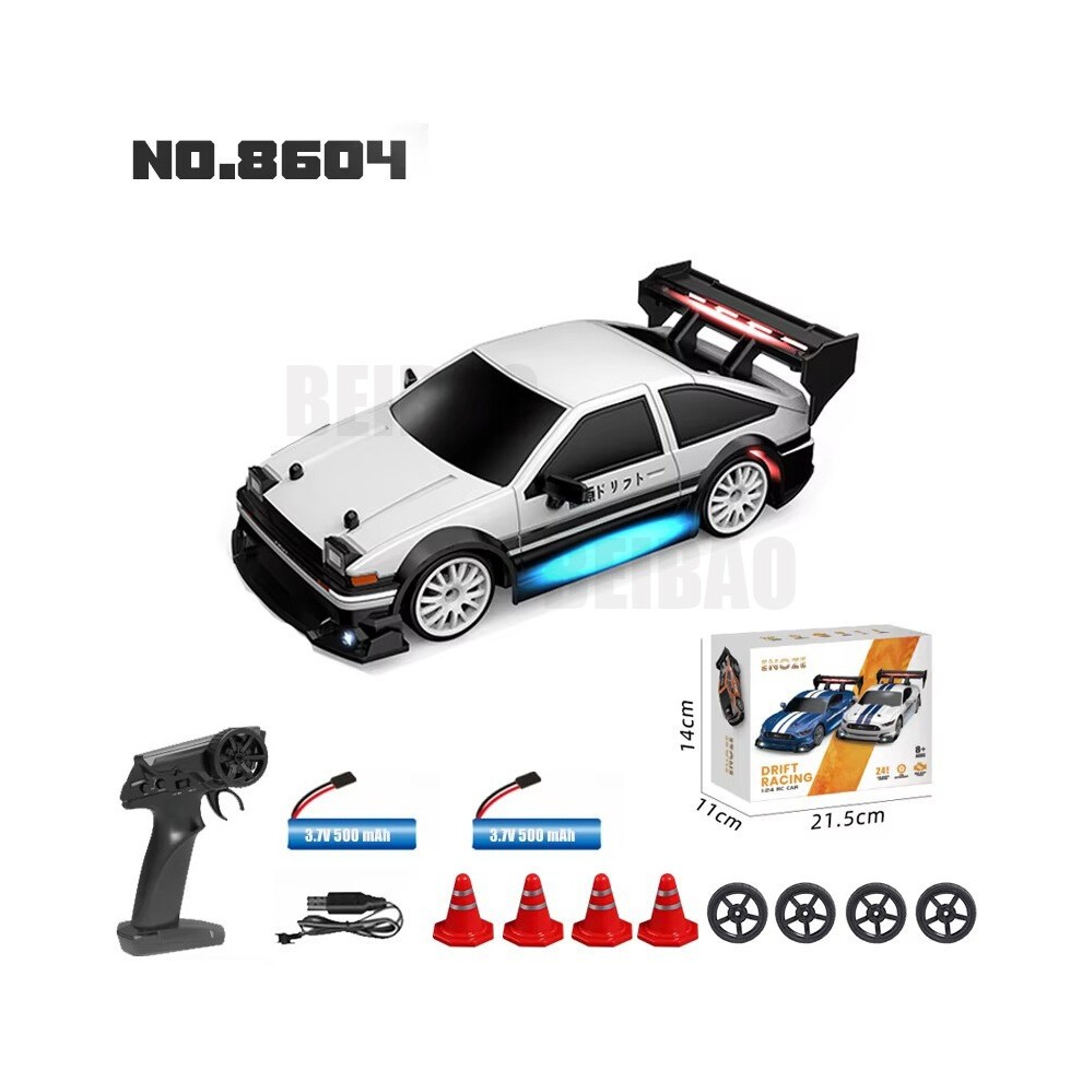 (8604 White-2B) RC Drift Racing AE86 1/24 4WD 30 Km / U Hoge Snelheid Licht 2.4G Afstandsbediening