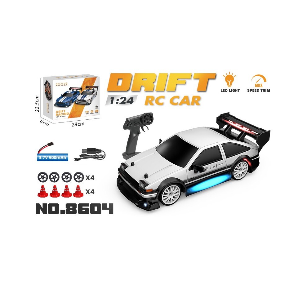 (8604 Wit) AE86 RC Drift Racewagen 1/24 4WD 30 Km/u Hoge Snelheid Met Lichtgewicht 2.4G Afstandsbediening