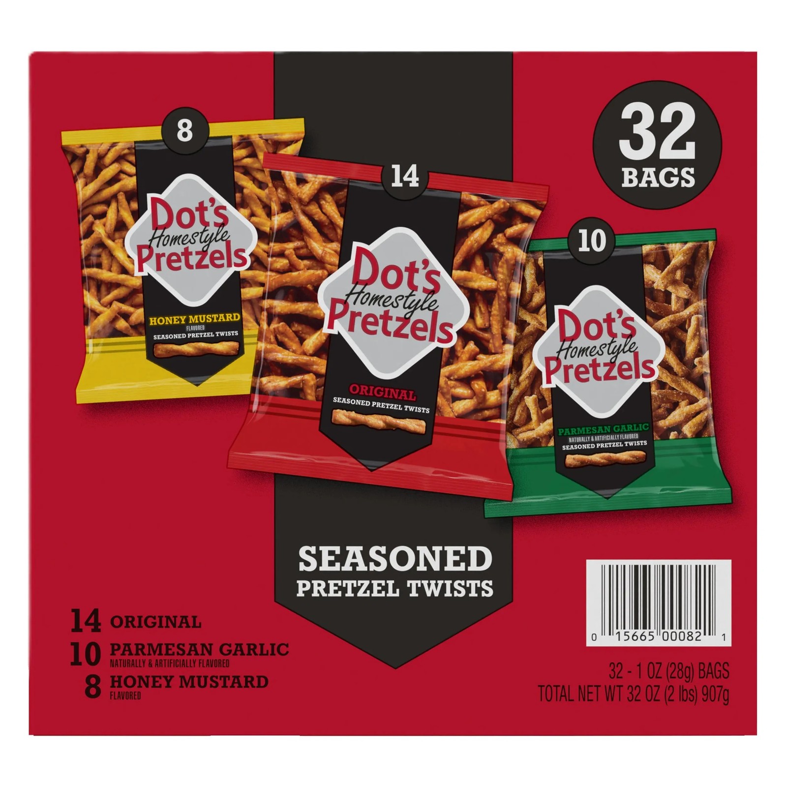 Dot's Homestyle Pretzels, Seasoned Pretzel Twists Variety, 1 Oz Bags, 32-count thumbnail
