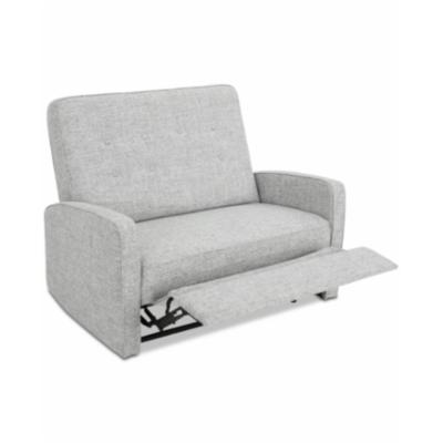 Calliope 47 in. Light Gray Tweed Button Tufted Polyester 2-Seat Reclining Loveseat
