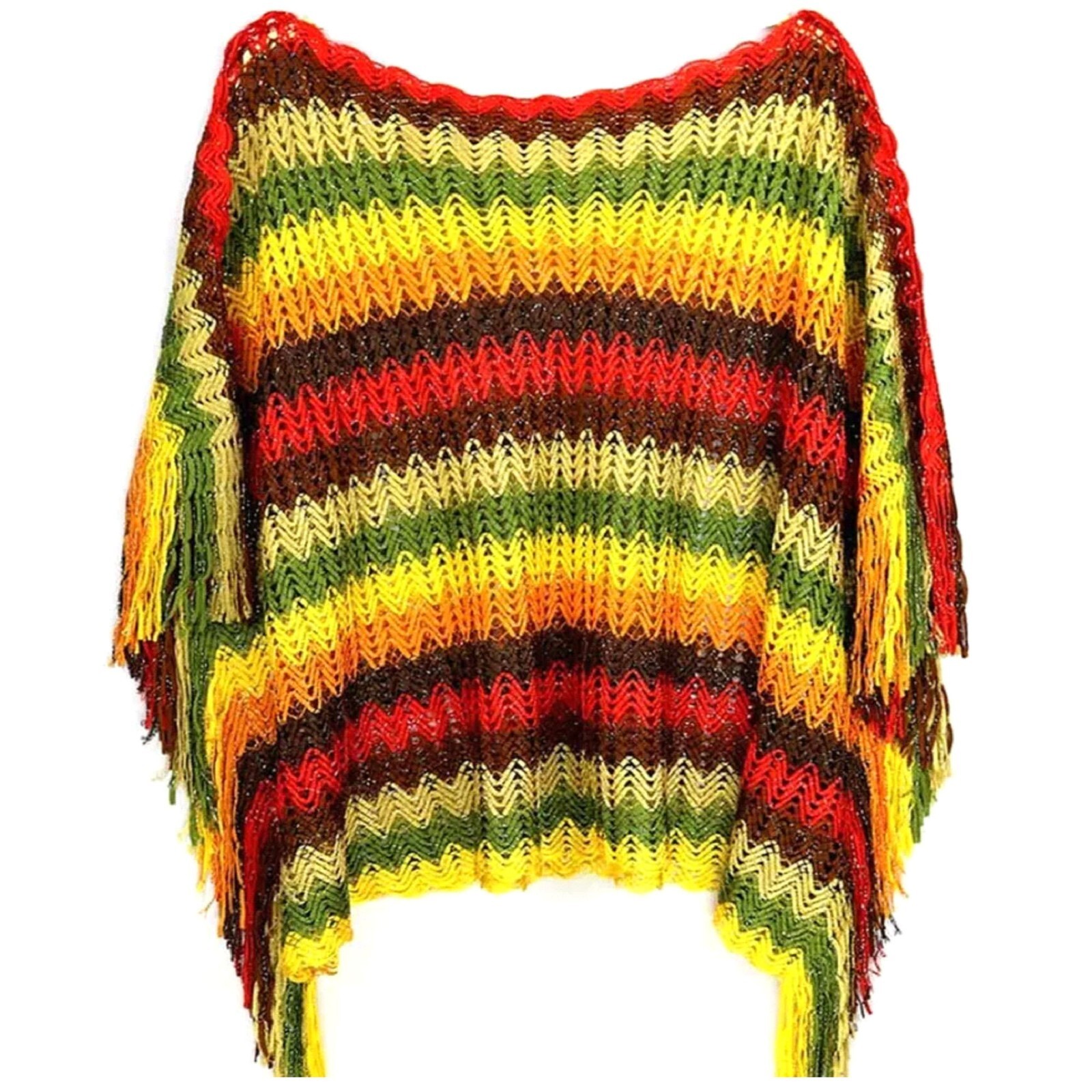 Montana West Women's Ribbon Net Stripe Pattern Cape - NWT