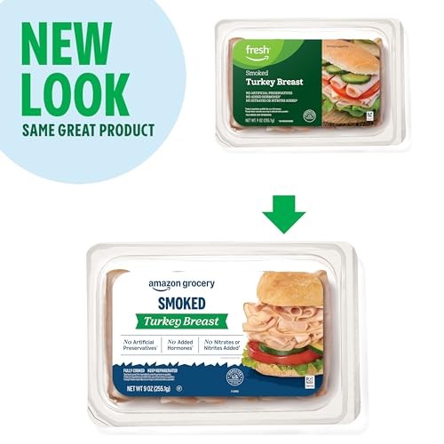 Amazon Grocery, Sliced Smoked Turkey Breast, 9 Oz (Previously Fresh Brand, Packaging May Vary) thumbnail