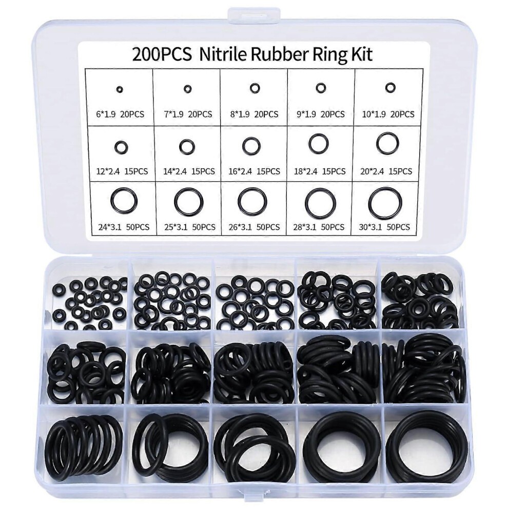 200er-Packung O-Ringe Aus Nitrilkautschuk, Sortiert, O-Ringe Für Küchenarmaturen, Sanitäranlagen, Gummi-O-Ringe