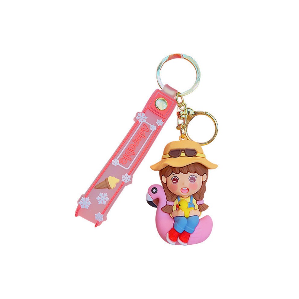(Yellow)Kreative Tier Schlüsselanhänger Für Jungen Und Mädchen Weicher Gummi Schlüssel Geschenke Ring thumbnail