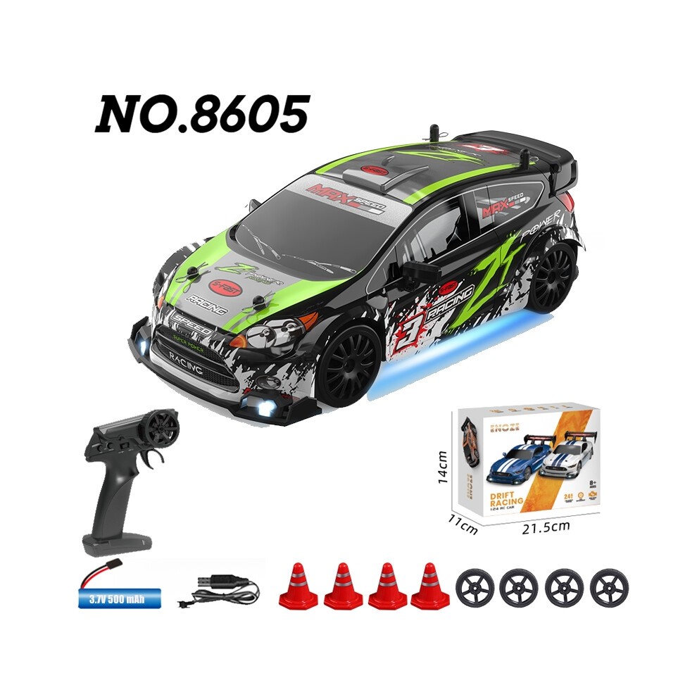 (8605 Grün) RC Drift Racing AE86 1/24 4WD 30 Km/h Hochgeschwindigkeitslicht 2,4 G Ferngesteuertes Automodell