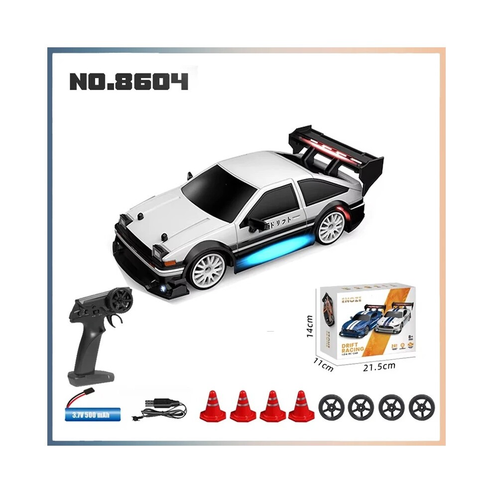 (8604 Weiß) AE86 RC Drift-Rennwagen 1/24 4WD 30 Km/h Hochgeschwindigkeit Mit Leichtem 2,4 G Ferngesteuertem