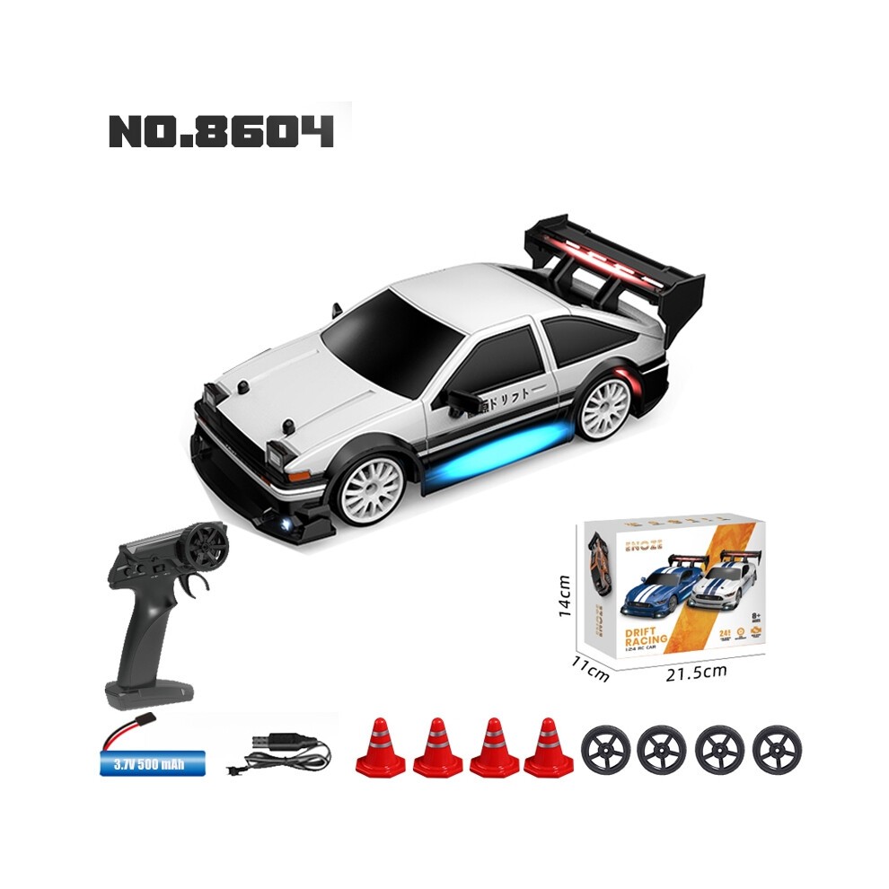 (8604 Weiß) RC Drift Racing AE86 1/24 4WD 30 Km/h Hochgeschwindigkeitslicht 2,4 G Ferngesteuertes Automodell