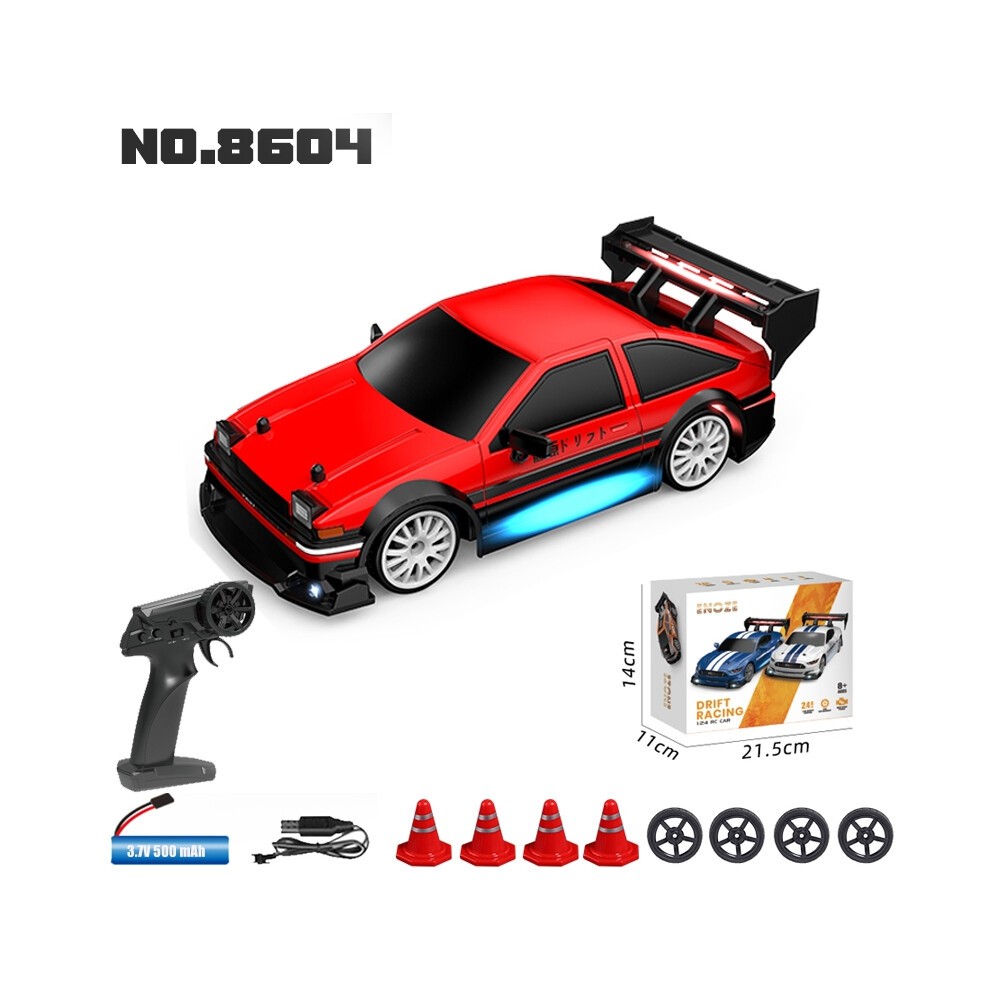 (8604 Rot) RC Drift Racing AE86 1/24 4WD 30 Km/h Hochgeschwindigkeitslicht 2,4 G Ferngesteuertes Automodell