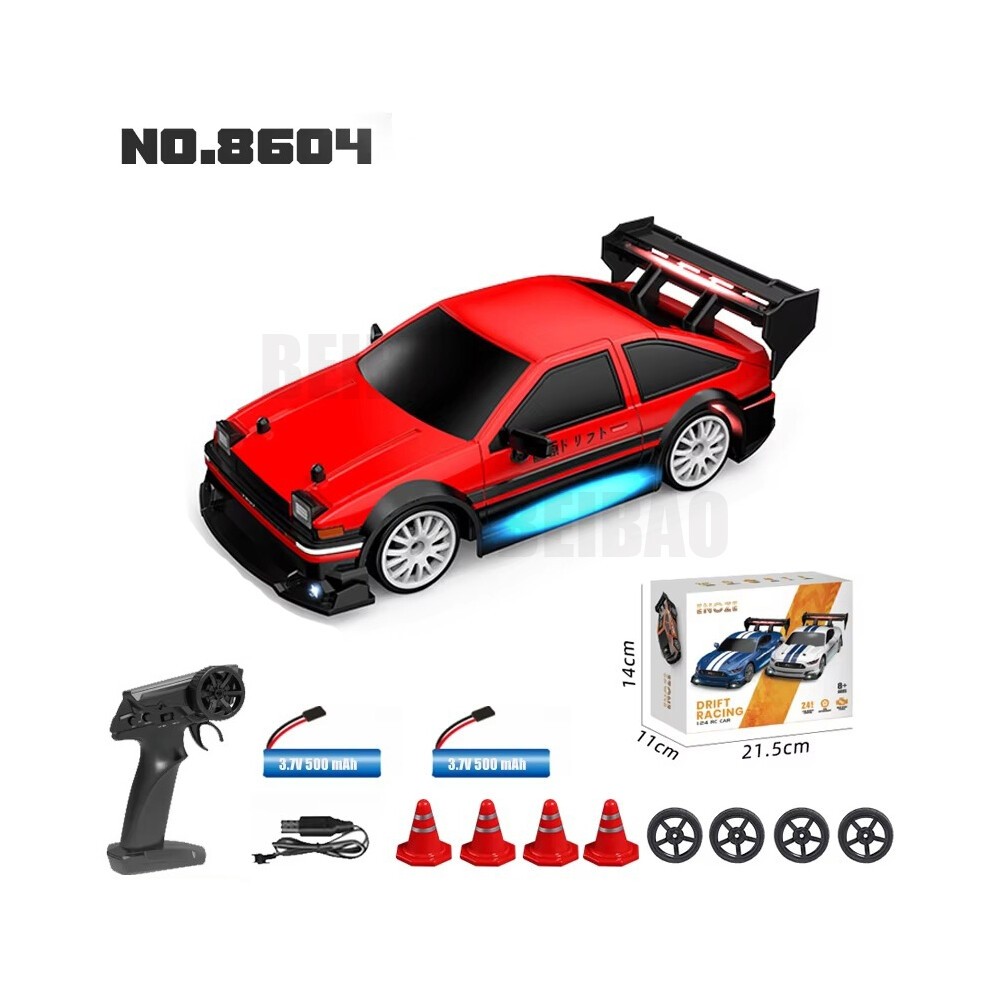 (8604 Red-2B) RC Drift Racing AE86 1/24 4WD 30 Km/h Hochgeschwindigkeitslicht 2,4 G Ferngesteuertes